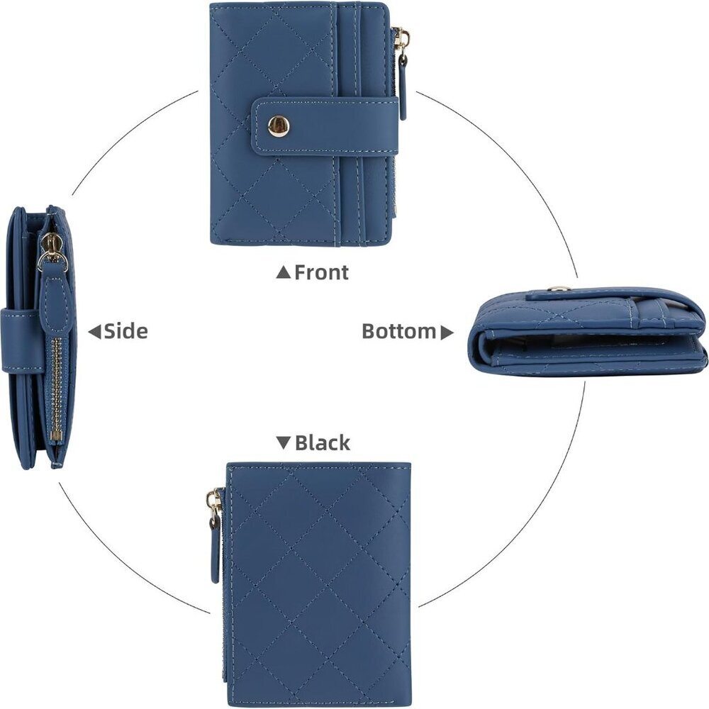 Women's Cute Leather Card Holder Small Compact Bifold Wallet with Zip Coin Pocke - Picture 3 of 6